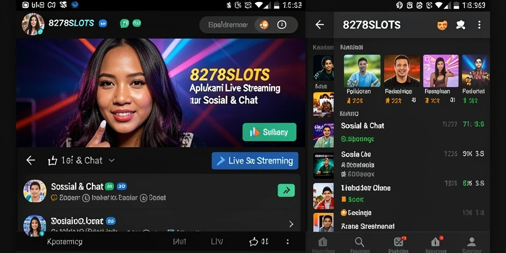 Antarmuka aplikasi 8278SLOTS saat Live Streaming yang interaktif dan menarik.