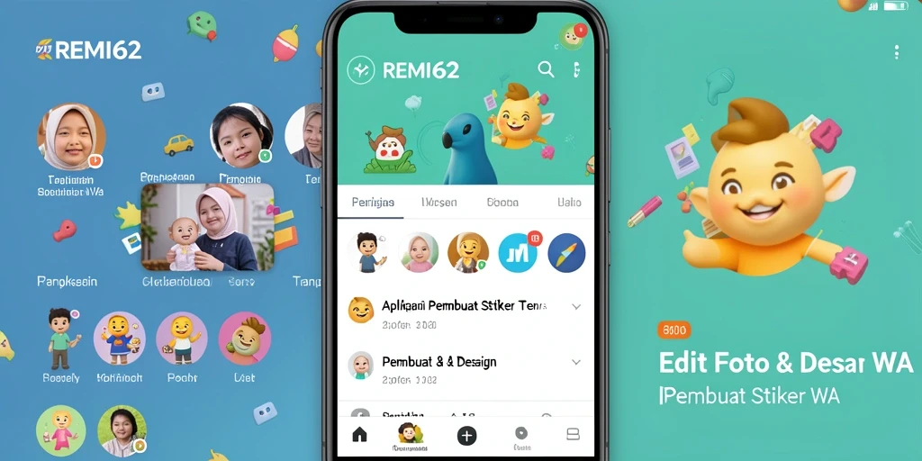 Antarmuka REMI62 yang intuitif untuk membuat stiker WA yang menarik.