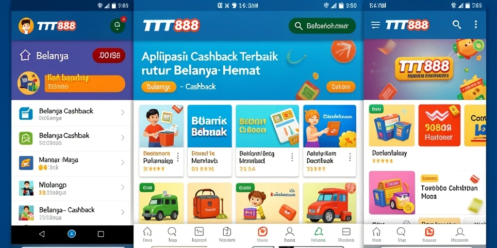 Antarmuka aplikasi TTT888 dengan fitur cashback yang mudah digunakan.